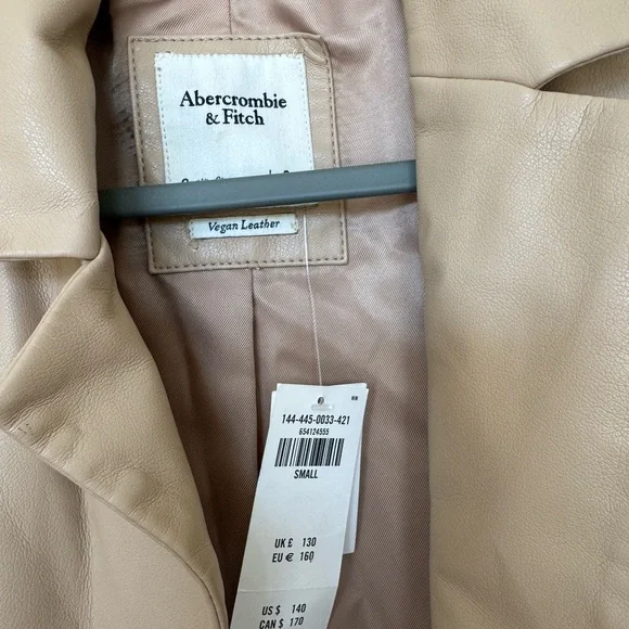 Abercrombie & Fitch Women's Tan Vegan Leather Blazer - Picture 3 of 9